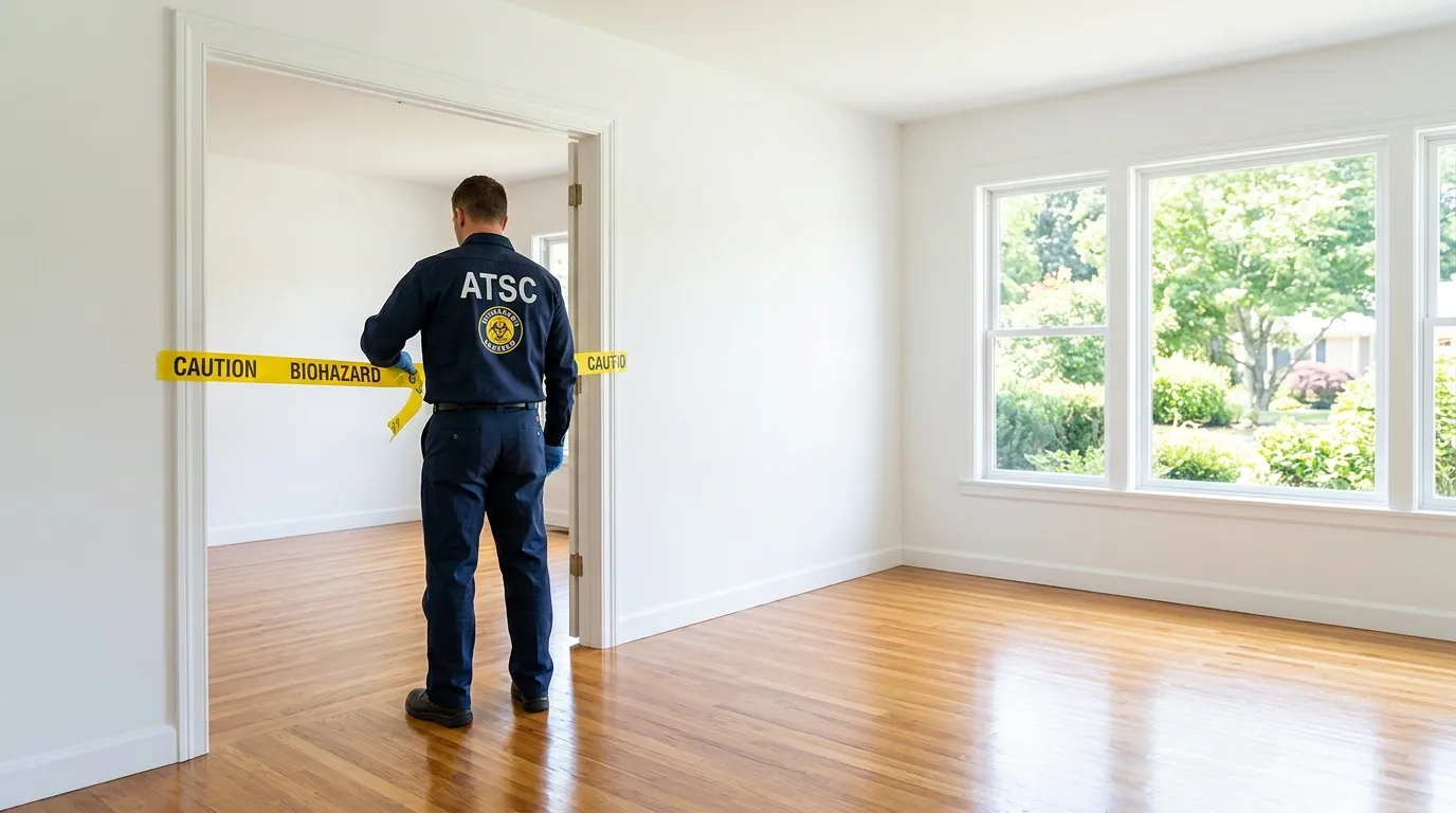 Certified biohazard cleanup crew performing Trauma Scene Cleanup in Colonia